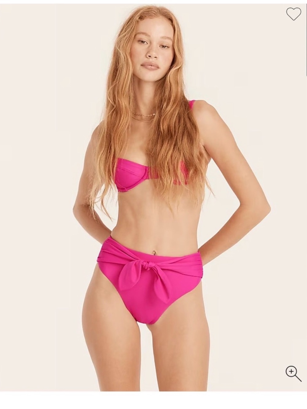 J Crew Hot Pink Tie-Front Bikini Set high waisted underwire